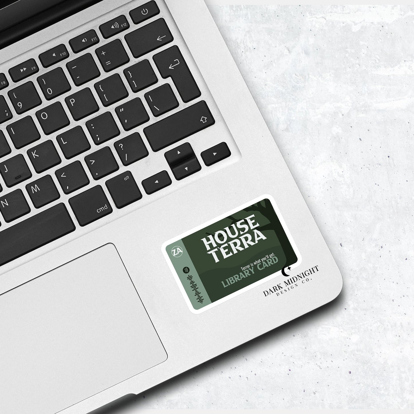 Stories of Solaria - House Terra Library Card - Interactive Sticker - Officially Licensed Zodiac Academy Sticker - Dark Midnight Design Co