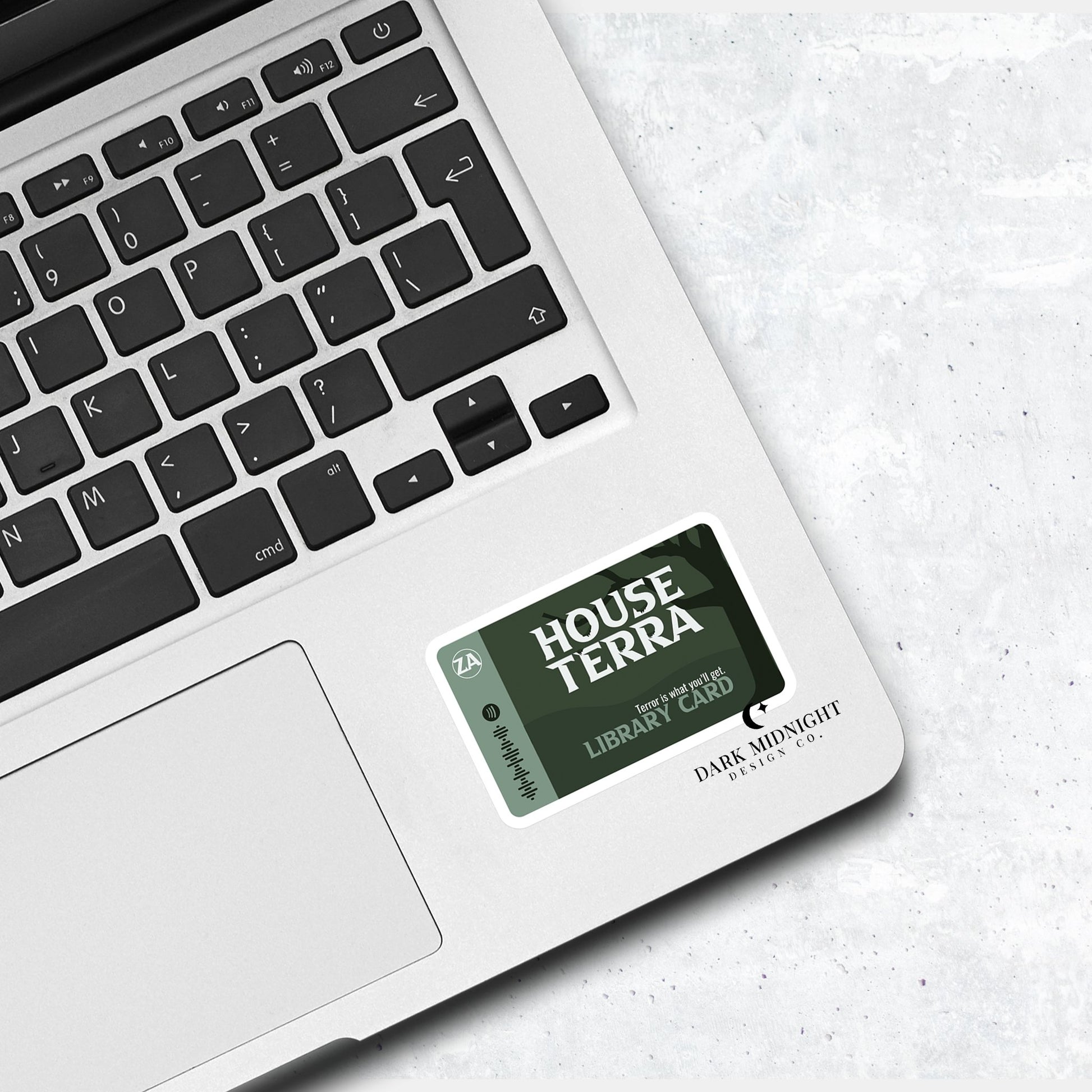 Stories of Solaria - House Terra Library Card - Interactive Sticker - Officially Licensed Zodiac Academy Sticker - Dark Midnight Design Co
