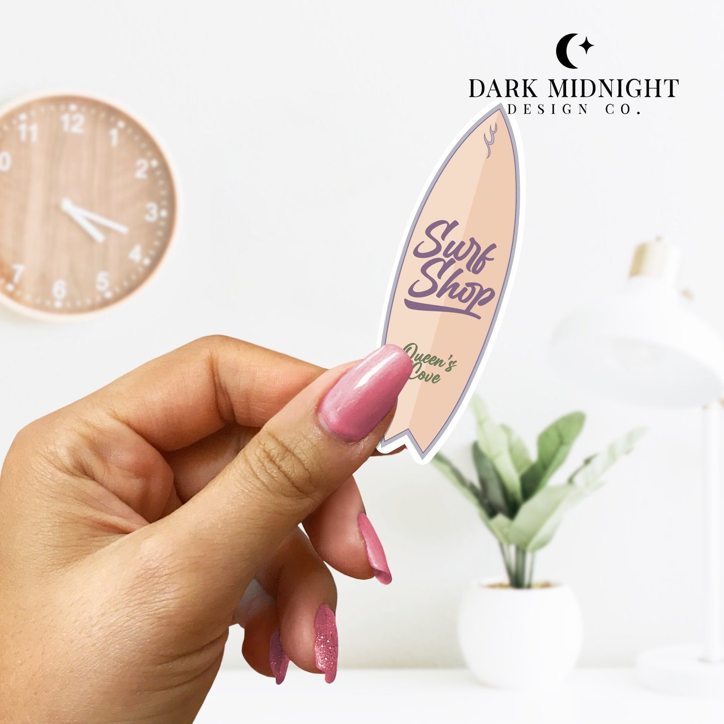 Surf Shop Logo Sticker - Officially Licensed Queen's Cove Series - Dark Midnight Design Co