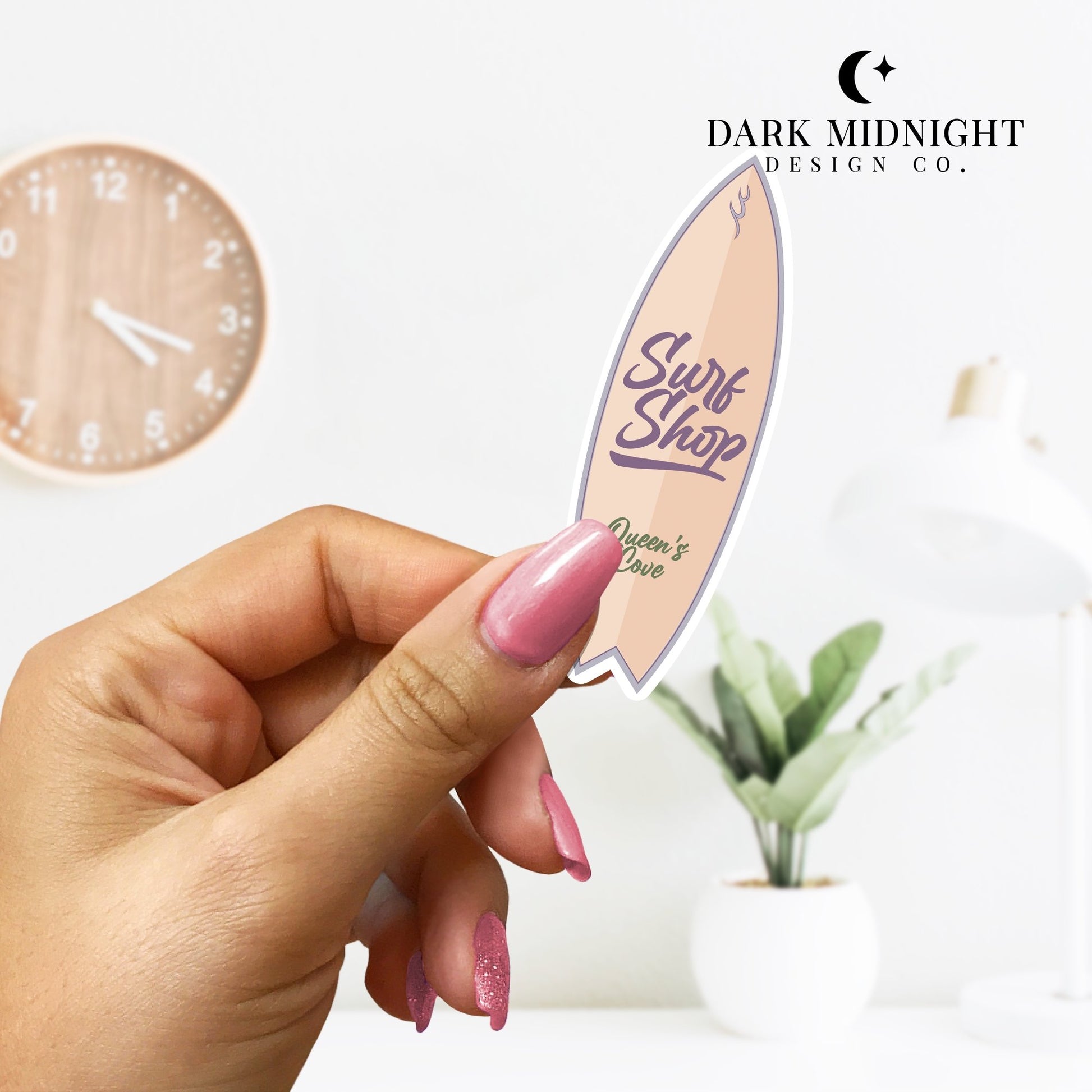 Surf Shop Logo Sticker - Officially Licensed Queen's Cove Series - Dark Midnight Design Co