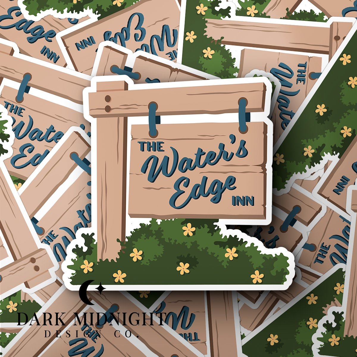 Water's Edge Inn Logo Sticker - Officially Licensed Queen's Cove Series - Dark Midnight Design Co