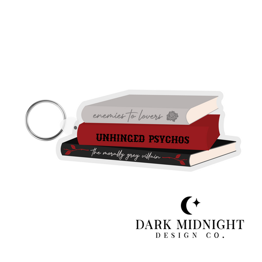 Dark Romance Book Stack Keychain