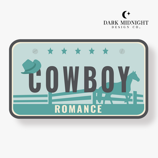 Cowboy Romance License Plate Sticker