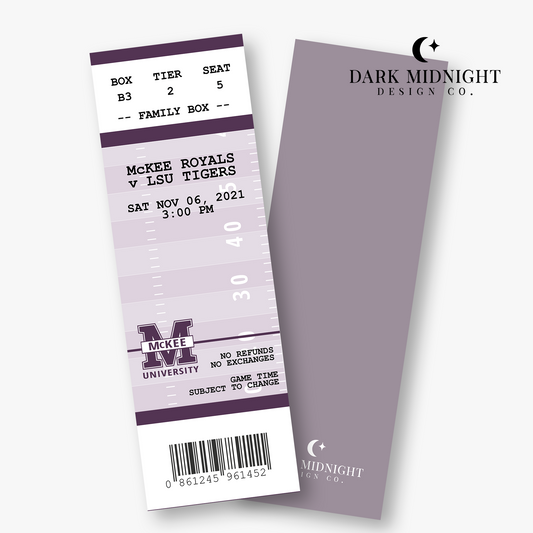 McKee Football Ticket Bookmark - Officially Licensed Beyond The Play Series