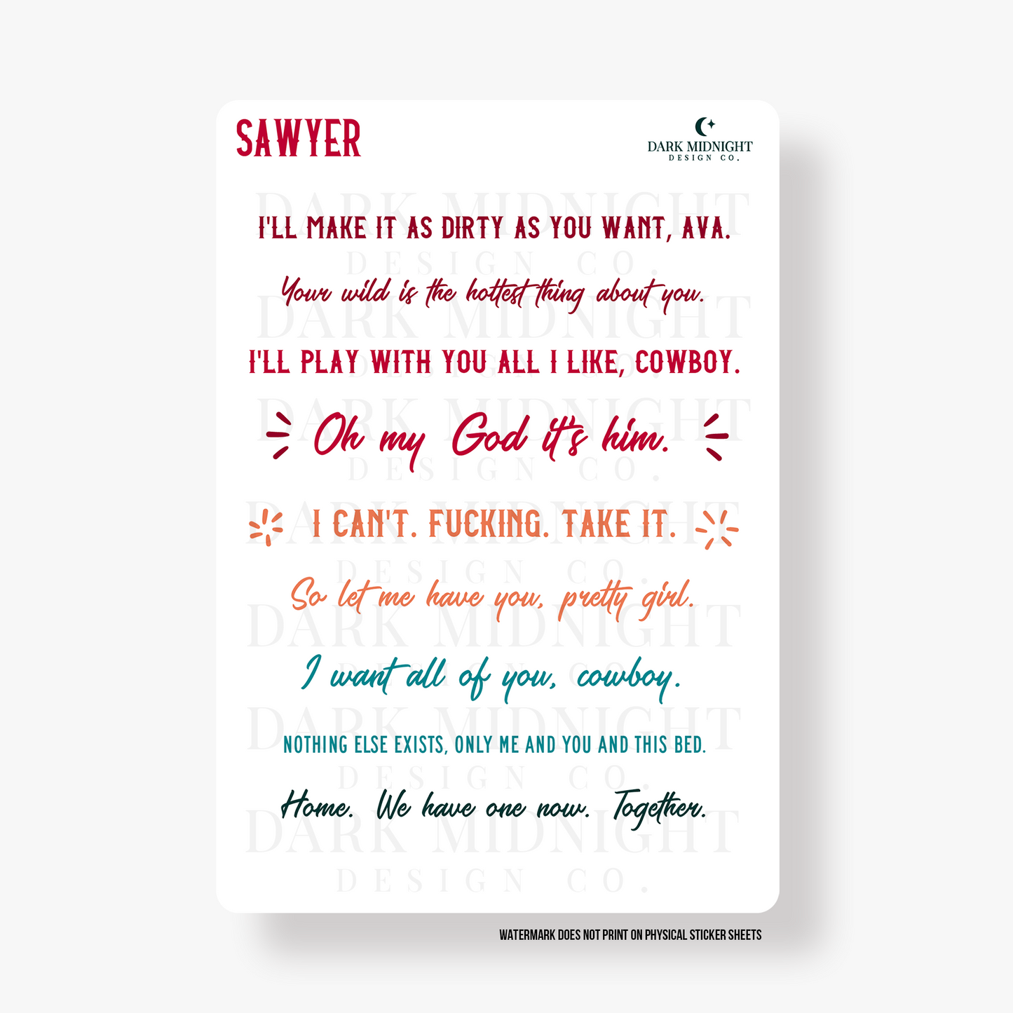 Pre-Order: Sawyer Annotation Stickers - Officially Licensed Lucky River Ranch