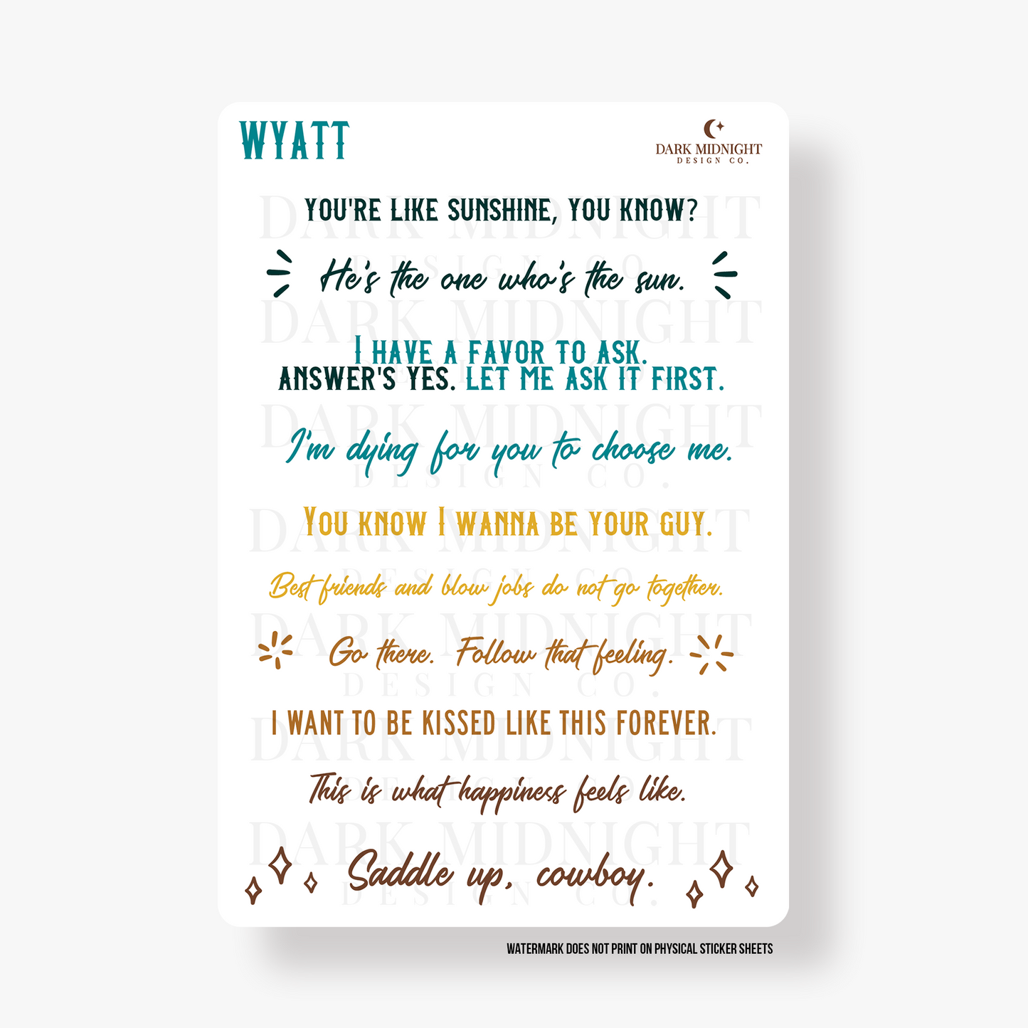 Pre-Order: Wyatt Annotation Stickers - Officially Licensed Lucky River Ranch