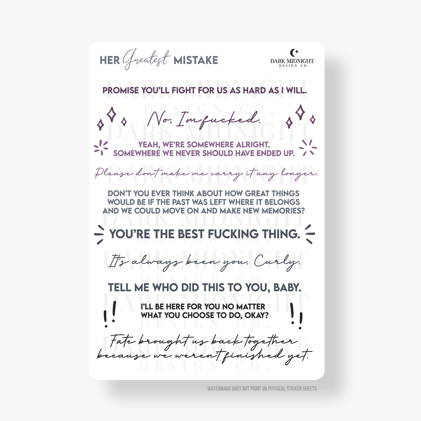 Her Greatest Mistake Annotation Stickers - Officially Licensed Greatest Love Series