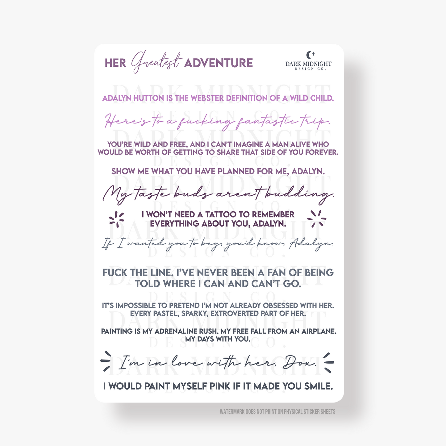 Her Greatest Adventure Annotation Stickers - Officially Licensed Greatest Love Series