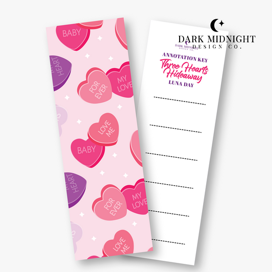 Three Hearts Hideaway Candy Heart Bookmark - Officially Licensed Three Hearts Hideaway Merch