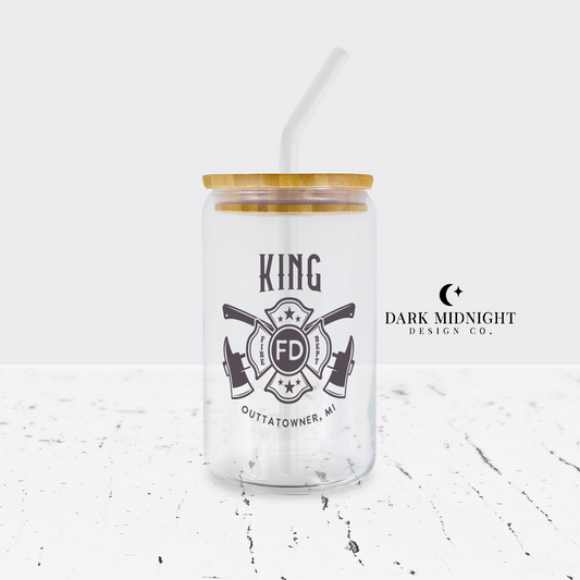 King - Outtatowner Fire Department 16oz Glass Can - Officially Licensed King Family Series