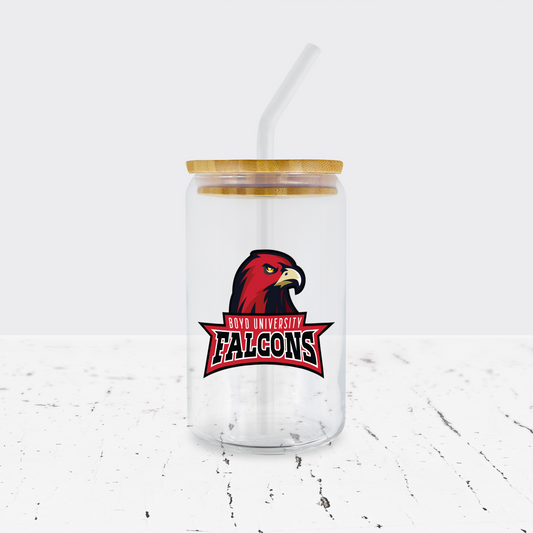 Boyd U Falcons Logo 16oz Glass Can - Officially Licensed Rules of the Game Series