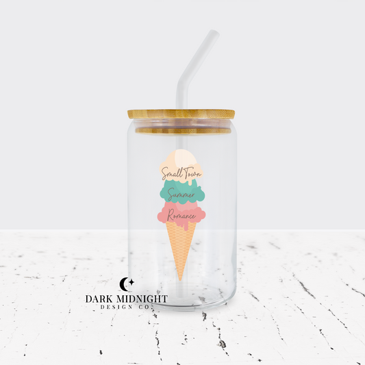 Sweet Summertime Romance Ice Cream Cone 16oz Glass Can - Officially Licensed Lily Miller Merch