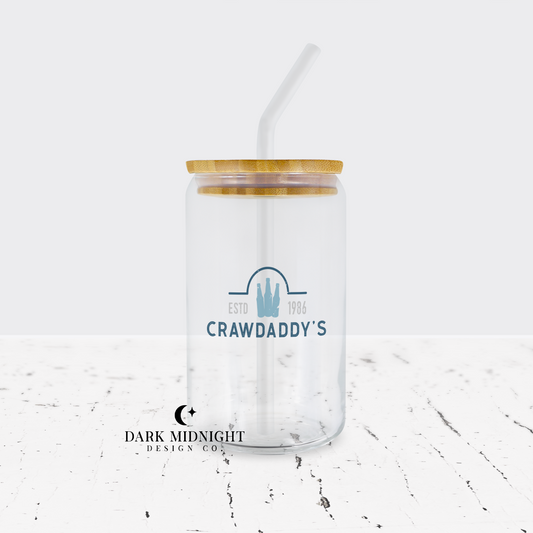 Crawdaddy's Bar Logo 16oz Glass Can - Officially Licensed AJ Alexander Merch
