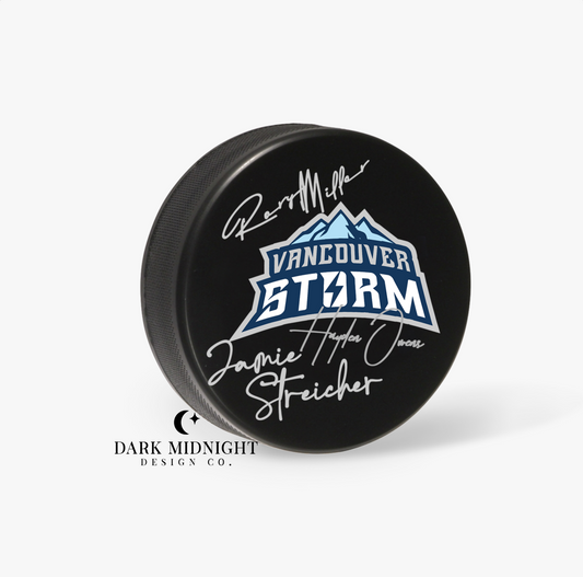 Vancouver Storm Team Signed Hockey Puck- Officially Licensed Vancouver Storm Series