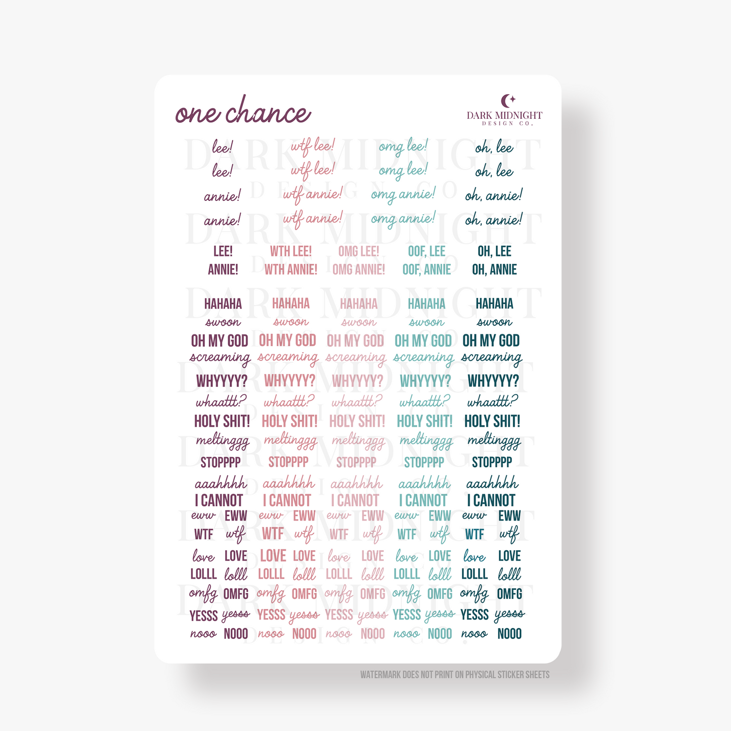 One Chance Annotation Stickers - Officially Licensed Sullivan Family Series