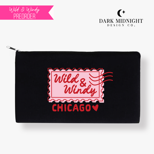 PRE-ORDER: Wild & Windy Chicago Stamp Pouch Black