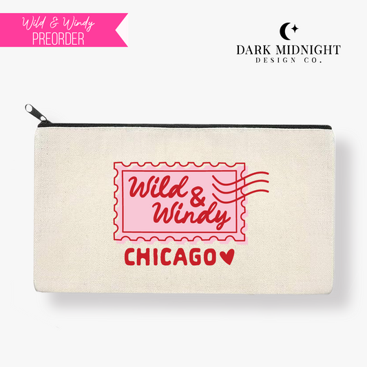 PRE-ORDER: Wild & Windy Chicago Stamp Pouch Tan
