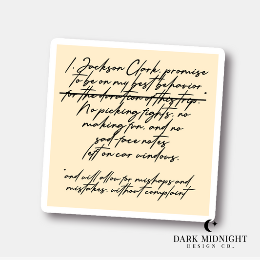 Jackson Note Sticker - Officially Licensed Heartstrings Series