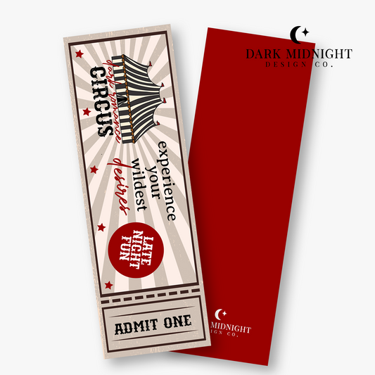 Dark Romance Carnival Ticket Bookmark