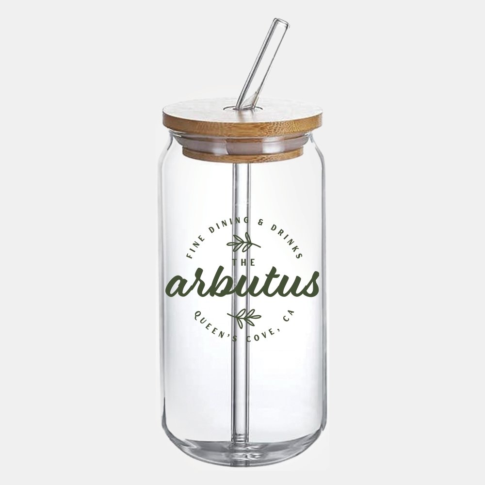 Arbutus Logo Glass Can - Officially Licensed Queen's Cove Series – Dark ...