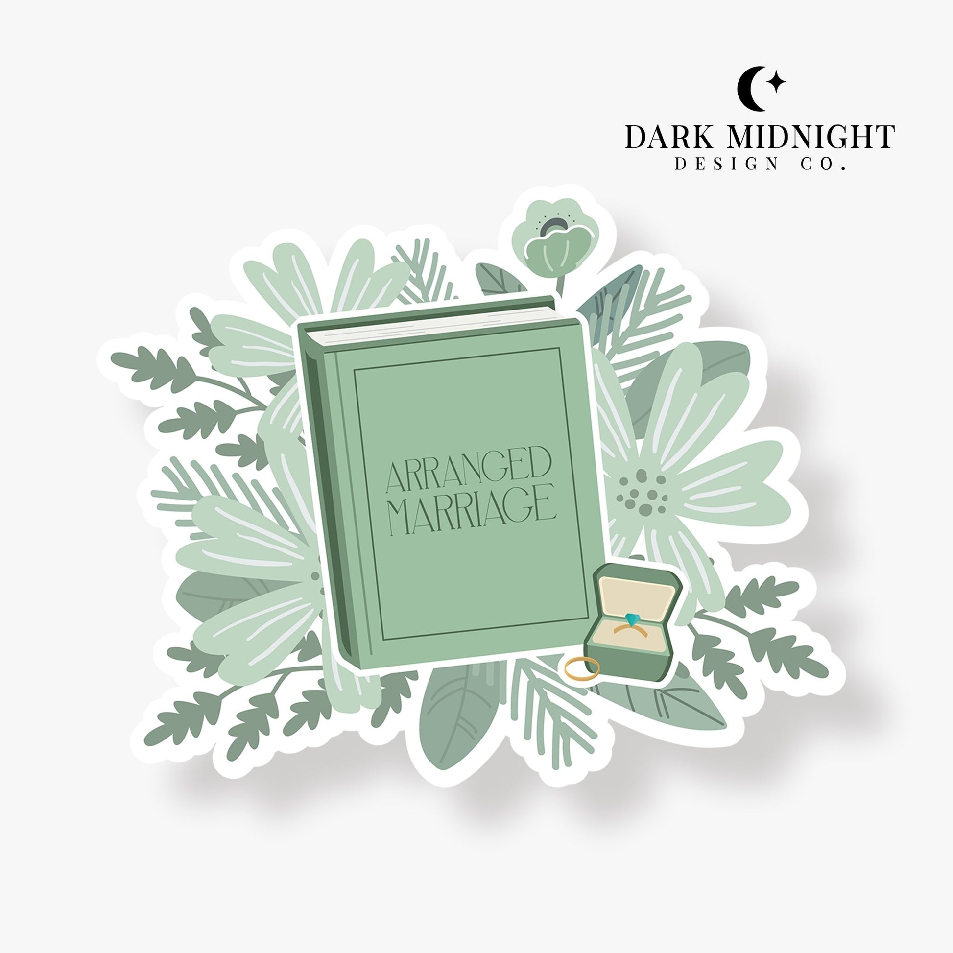 Arranged Marriage Romance - Floral Book Tropes Sticker - Dark Midnight Design Co