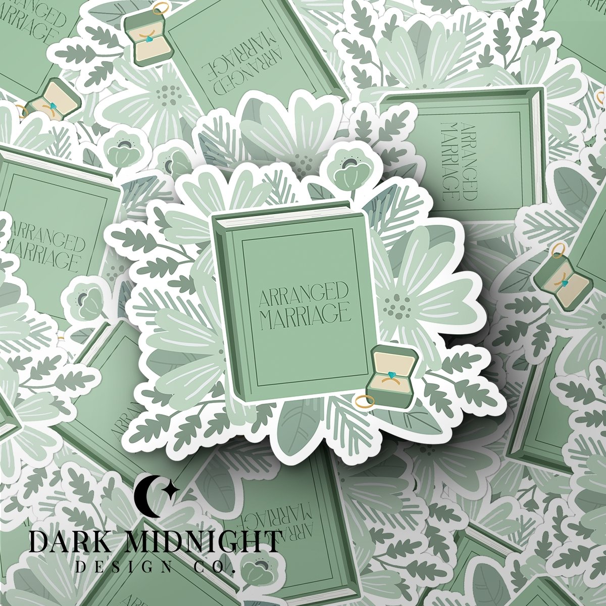 Arranged Marriage Romance - Floral Book Tropes Sticker - Dark Midnight Design Co