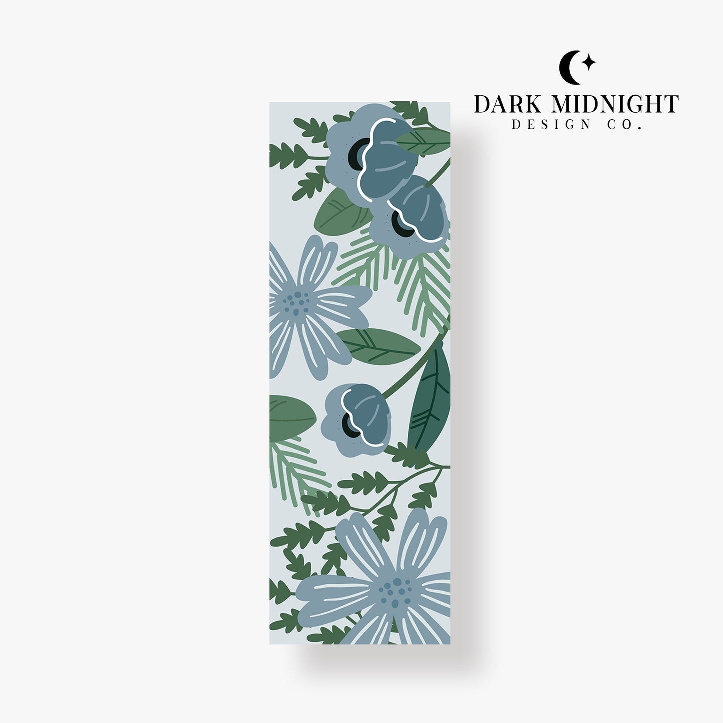 Blue Floral Bookmark - Dark Midnight Design Co