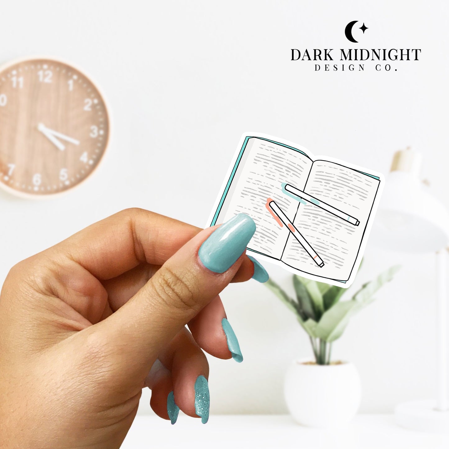 Book & Pens - Bookish Annotation Sticker - Dark Midnight Design Co