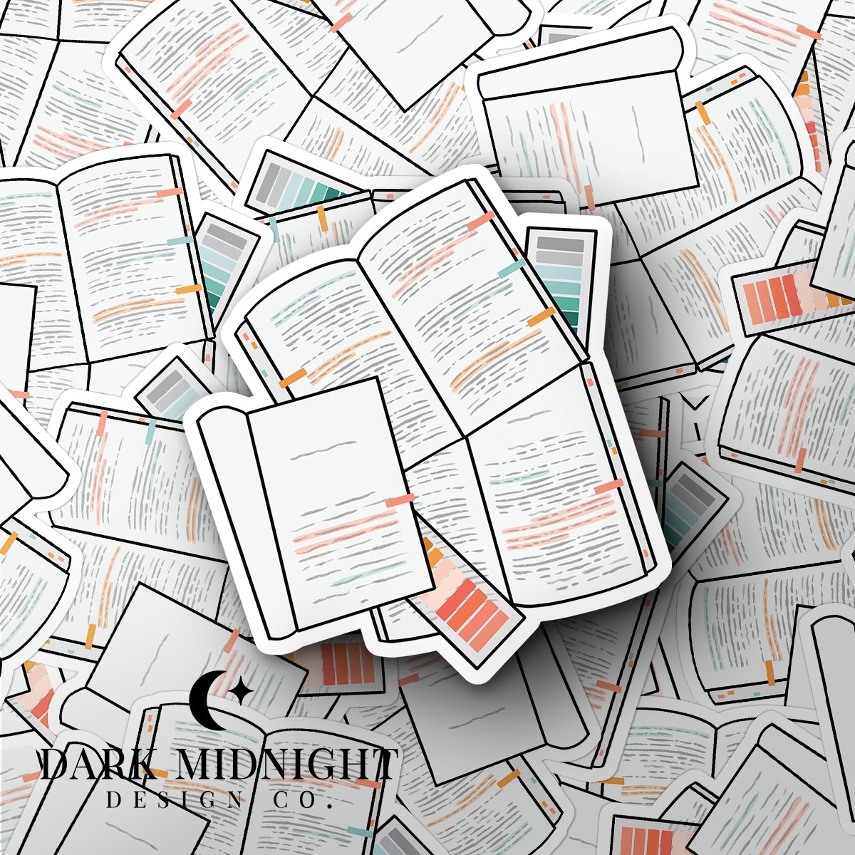 Book Pile - Bookish Annotation Sticker - Dark Midnight Design Co