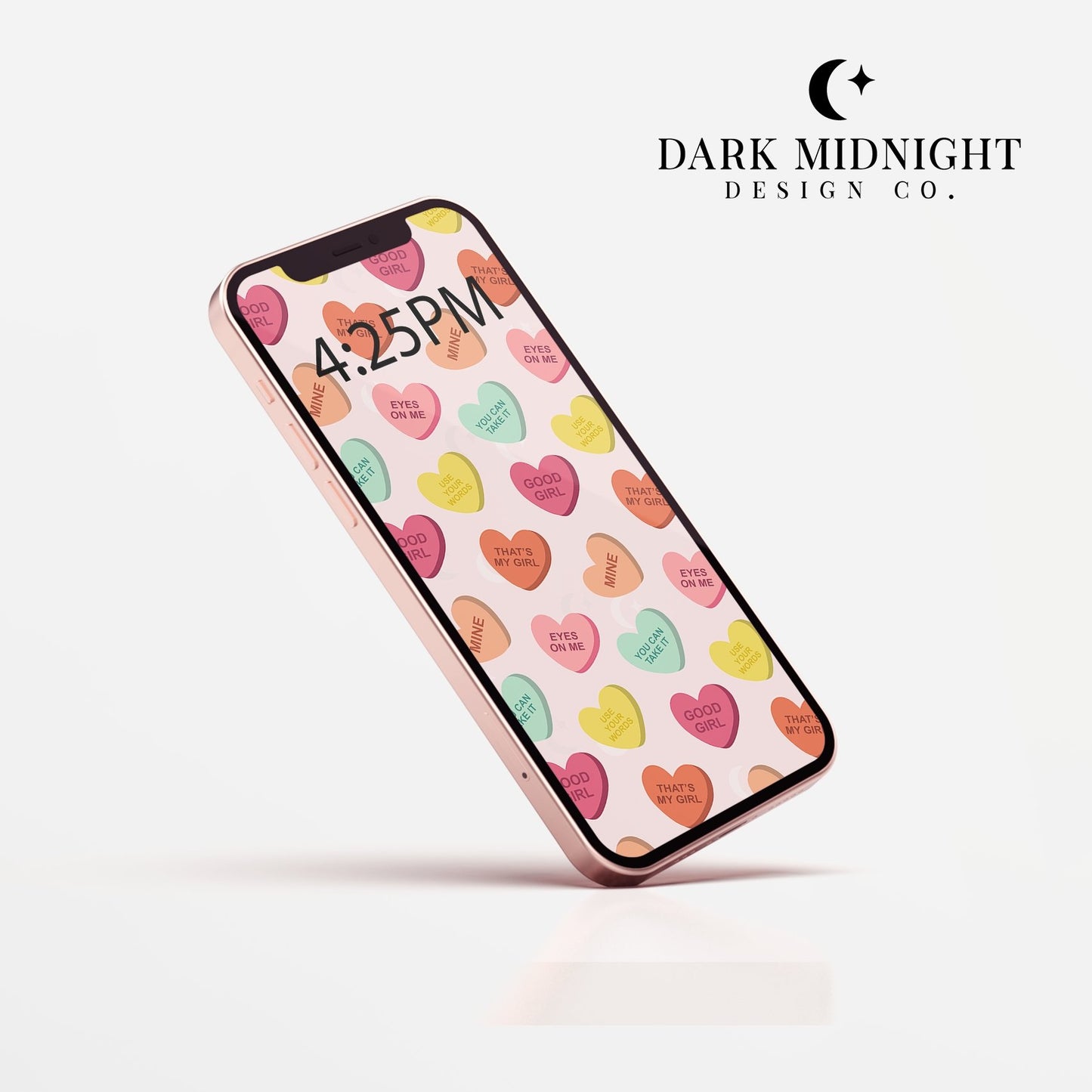 Candy Hearts Good Girl Candies Phone Wallpaper - Dark Midnight Design Co