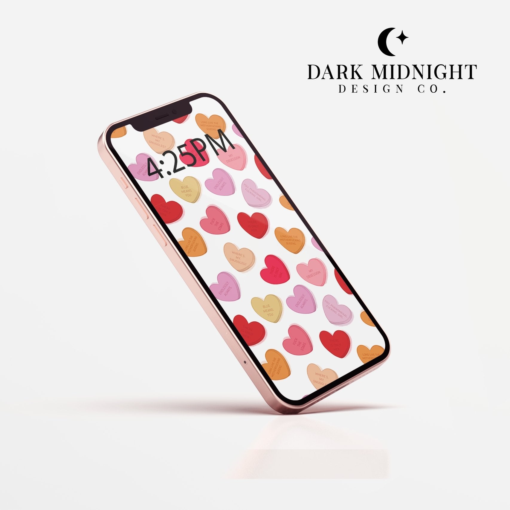 Candy Hearts - Officially Licensed Zodiac Academy Phone Wallpaper - Dark Midnight Design Co