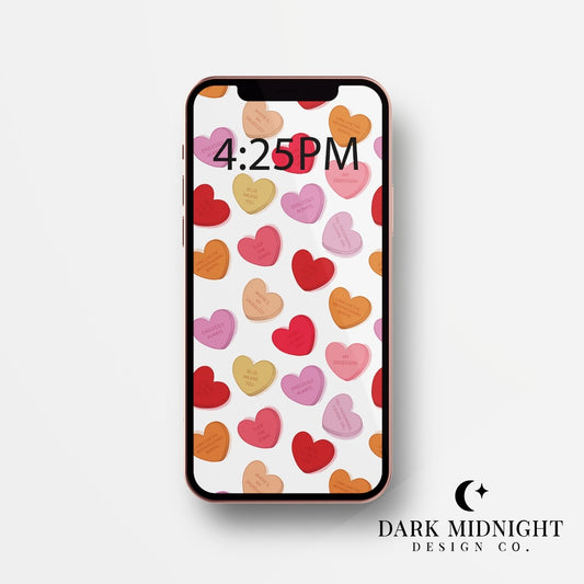 Candy Hearts - Officially Licensed Zodiac Academy Phone Wallpaper - Dark Midnight Design Co