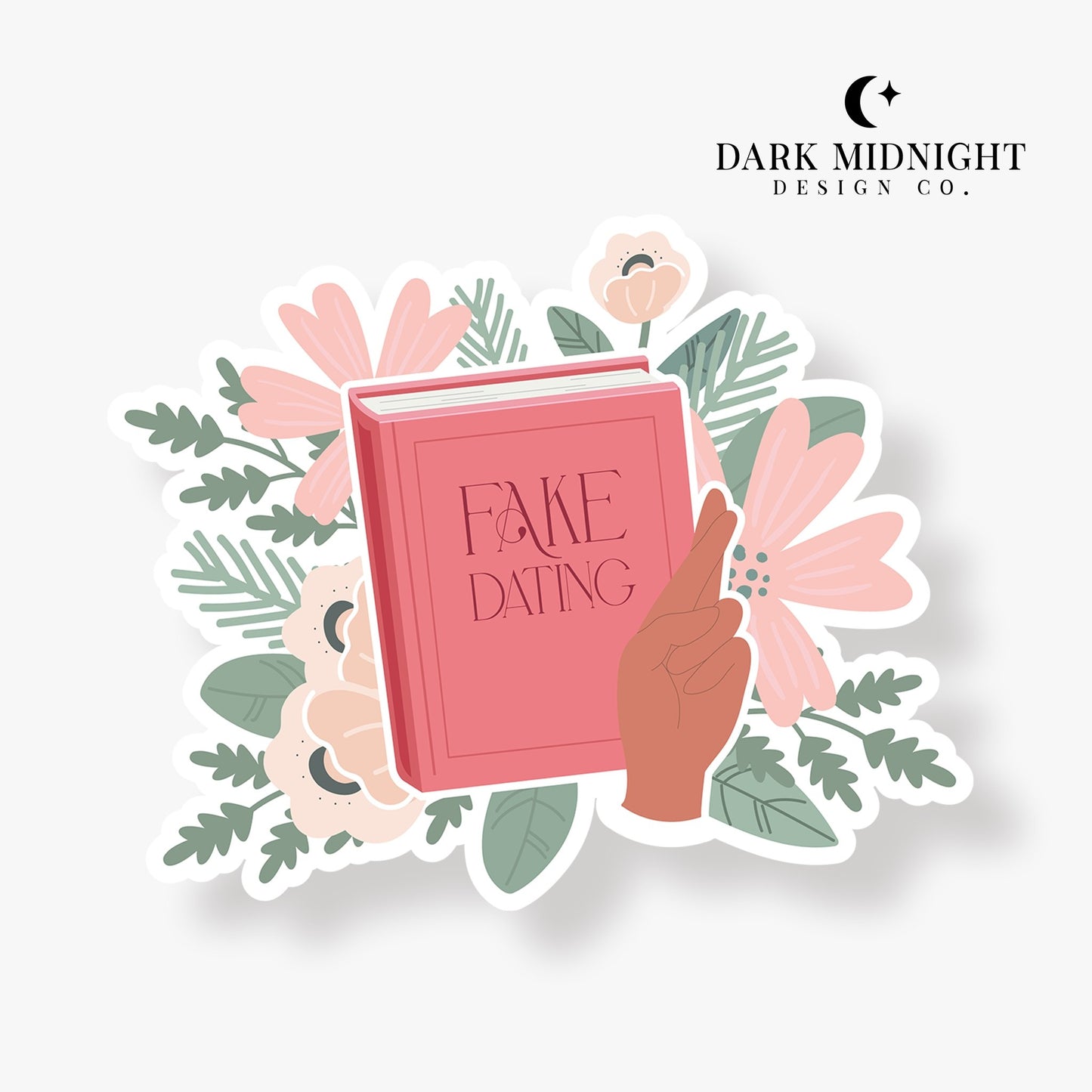 Fake Dating - Floral Book Tropes Sticker - Dark Midnight Design Co