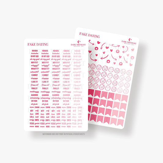 Fake Dating - Shades of Pink Text and Reaction Annotation Stickers - Dark Midnight Design Co