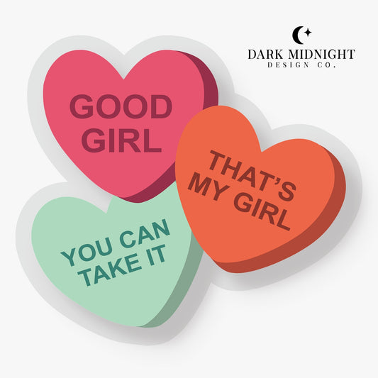 Good Girl Candy Hearts Sticker - Dark Midnight Design Co