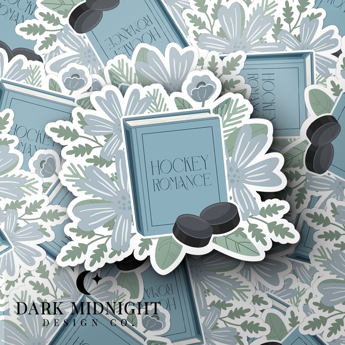 Hockey Romance - Floral Book Tropes Sticker - Dark Midnight Design Co