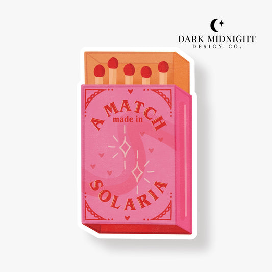 Match Made in Solaria Matchbox - Officially Licensed Zodiac Academy Sticker - Dark Midnight Design Co