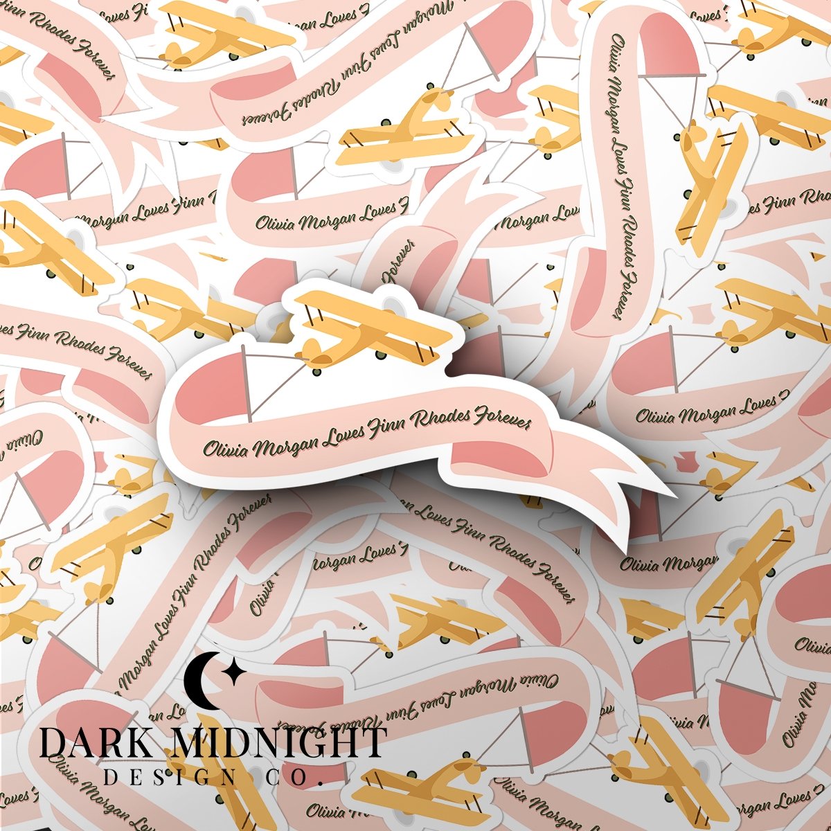 Olivia Loves Finn Plane Sticker - Officially Licensed Queen's Cove Series - Dark Midnight Design Co