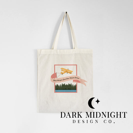 Olivia Loves Finn Plane Tote - Officially Licensed Queen's Cove Series - Dark Midnight Design Co