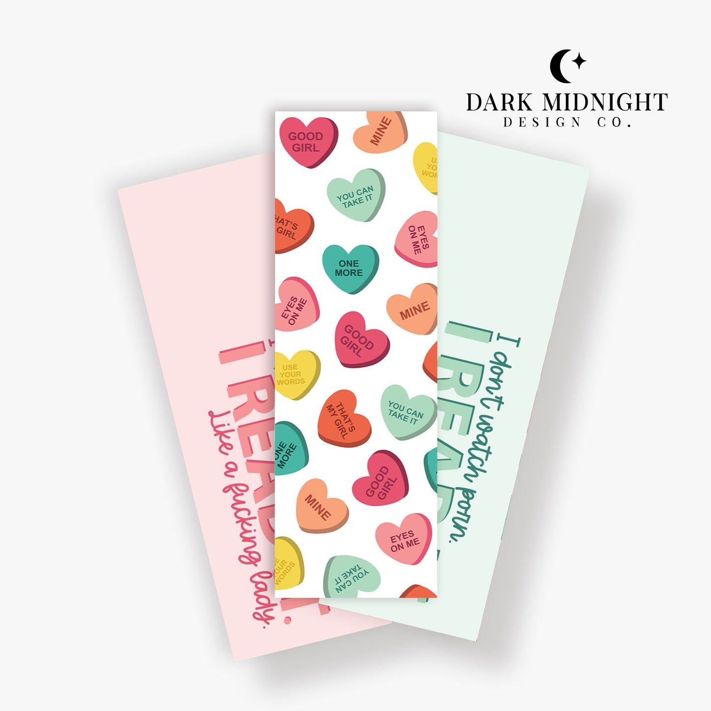Set of 3 - Good Girl Candy Hearts Bookmarks - Dark Midnight Design Co