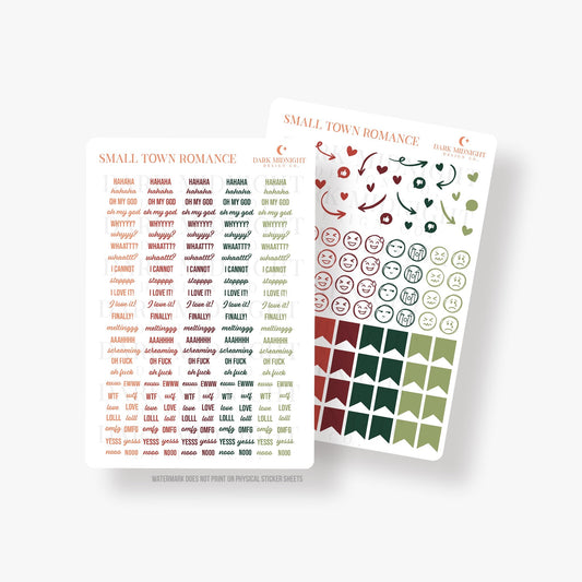 Small Town Romance - Jewel Tone Text and Reaction Annotation Stickers - Dark Midnight Design Co
