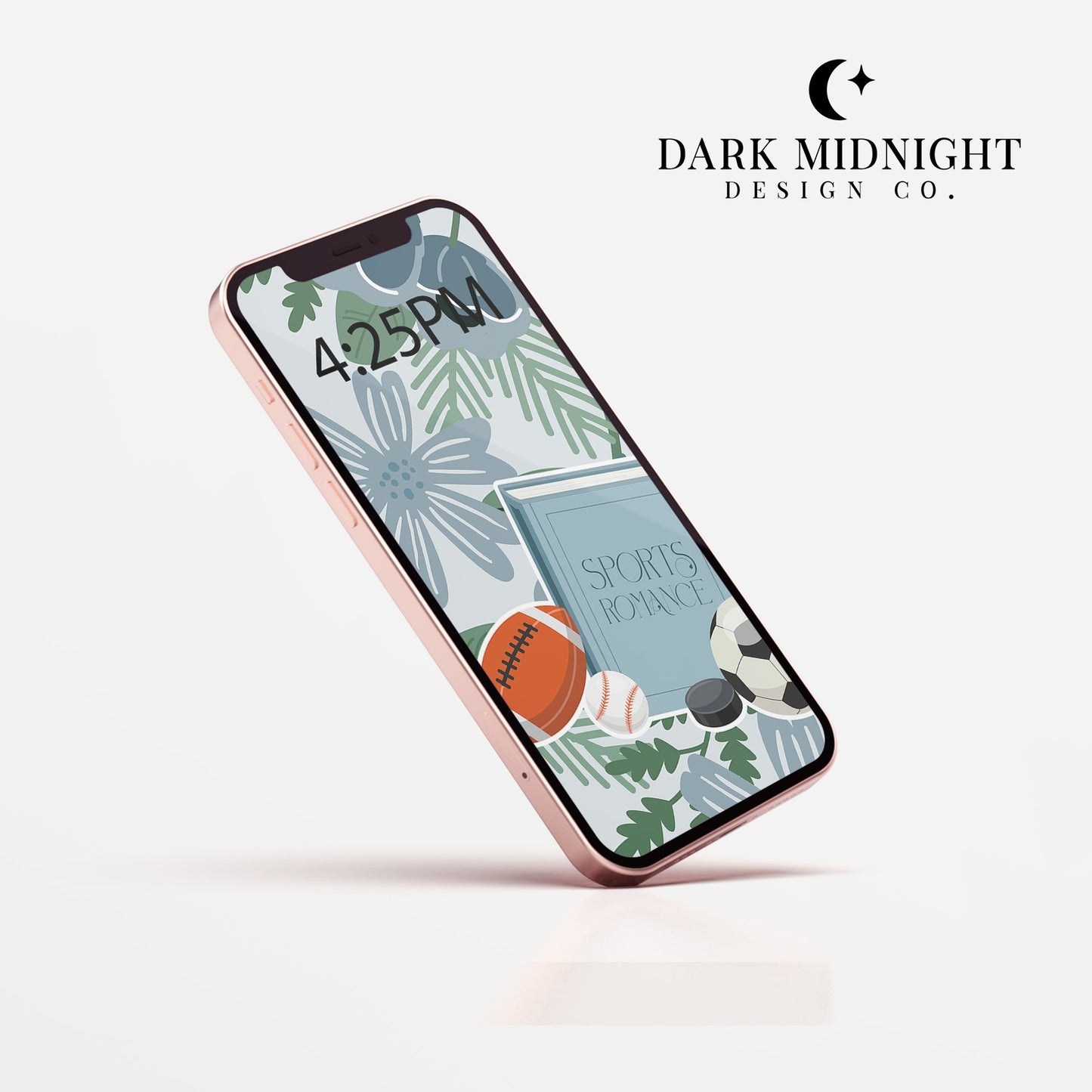 Sports Romance Blue Bookish Tropes and Florals Phone Wallpaper - Dark Midnight Design Co