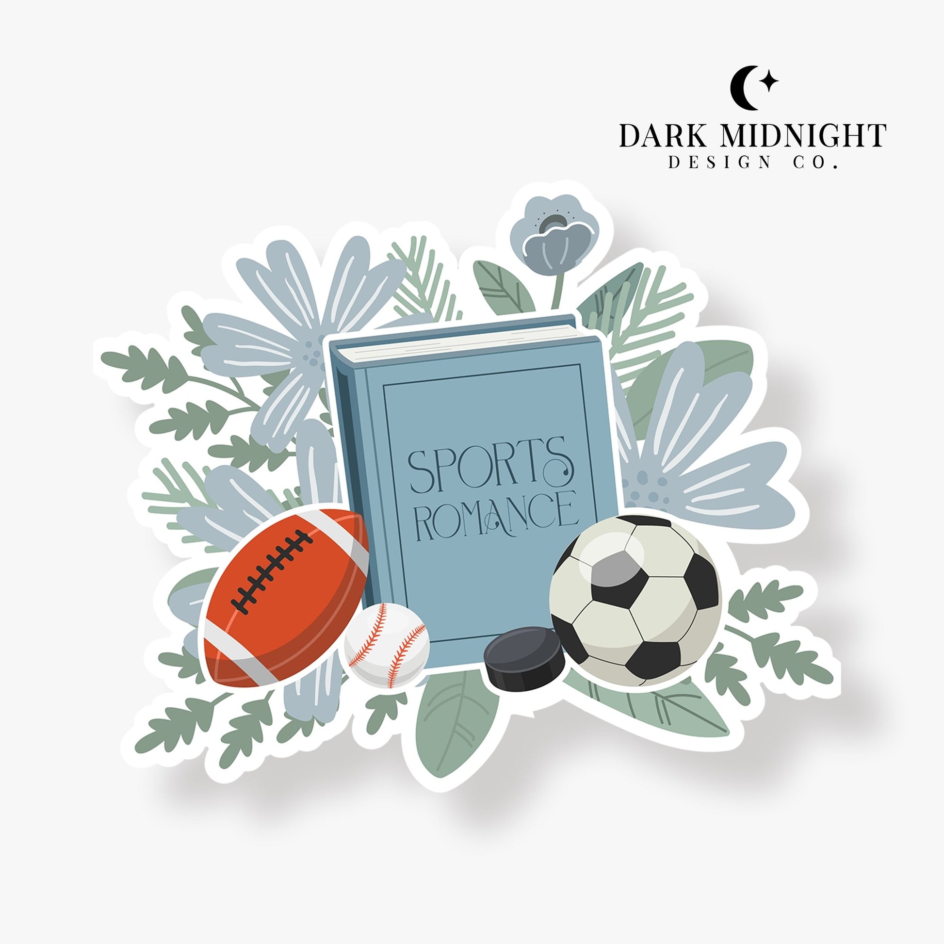 Sports Romance - Floral Book Tropes Sticker - Dark Midnight Design Co
