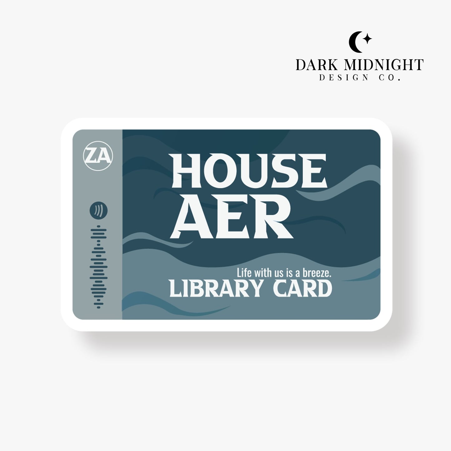 Stories of Solaria - House Aer Library Card - Interactive Sticker - Officially Licensed Zodiac Academy Sticker - Dark Midnight Design Co