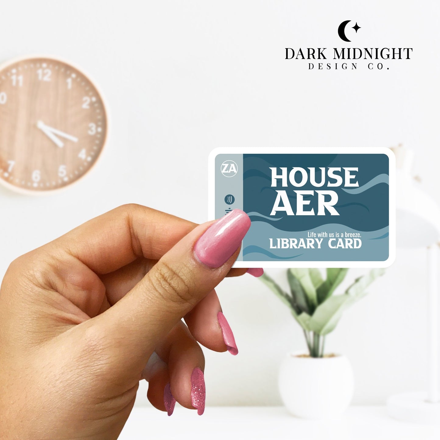 Stories of Solaria - House Aer Library Card - Interactive Sticker - Officially Licensed Zodiac Academy Sticker - Dark Midnight Design Co