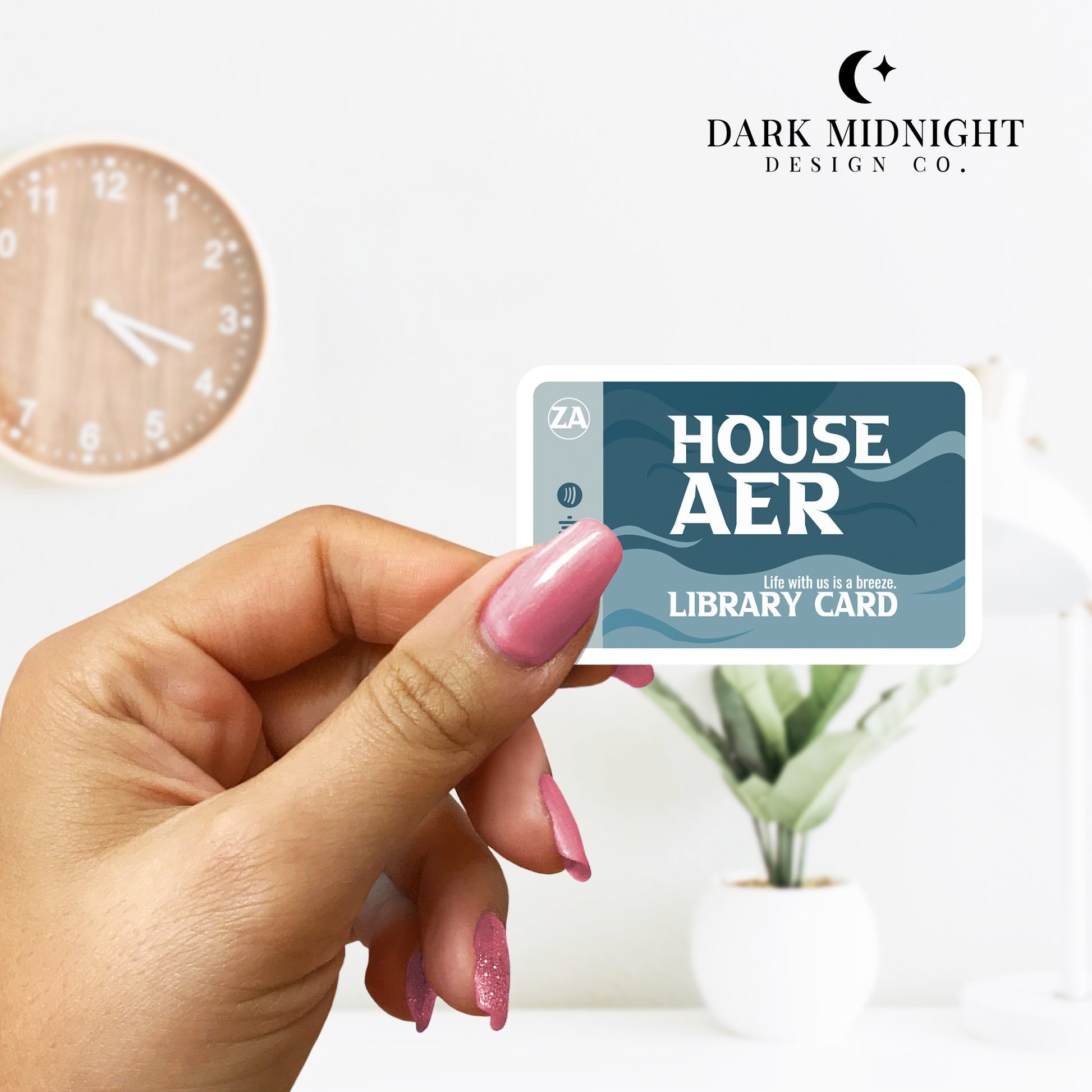 Stories of Solaria - House Aer Library Card - Interactive Sticker - Officially Licensed Zodiac Academy Sticker - Dark Midnight Design Co