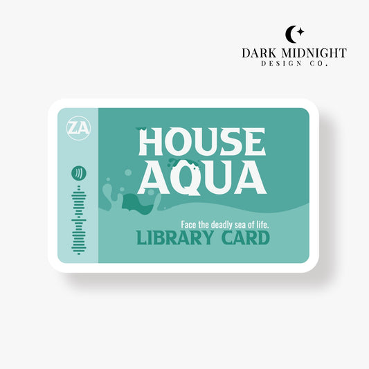 Stories of Solaria - House Aqua Library Card - Interactive Sticker - Officially Licensed Zodiac Academy Sticker - Dark Midnight Design Co