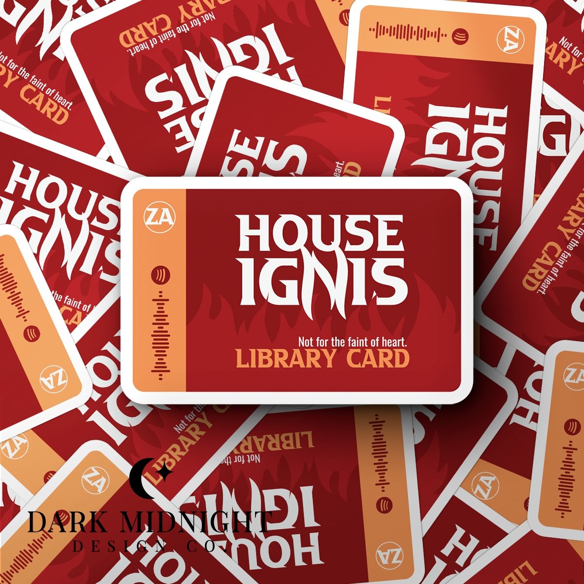 Stories of Solaria - House Ignis Library Card - Interactive Sticker - Officially Licensed Zodiac Academy Sticker - Dark Midnight Design Co