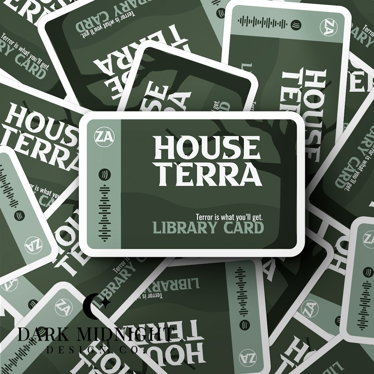 Stories of Solaria - House Terra Library Card - Interactive Sticker - Officially Licensed Zodiac Academy Sticker - Dark Midnight Design Co