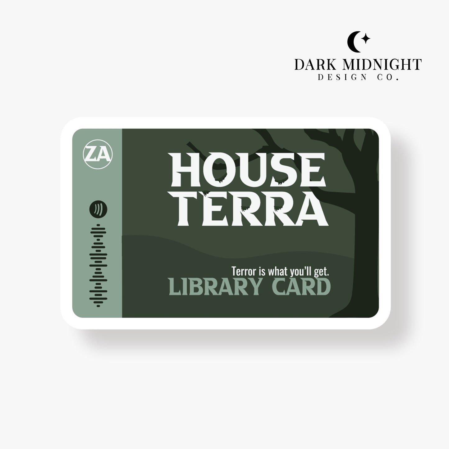Stories of Solaria - House Terra Library Card - Interactive Sticker - Officially Licensed Zodiac Academy Sticker - Dark Midnight Design Co